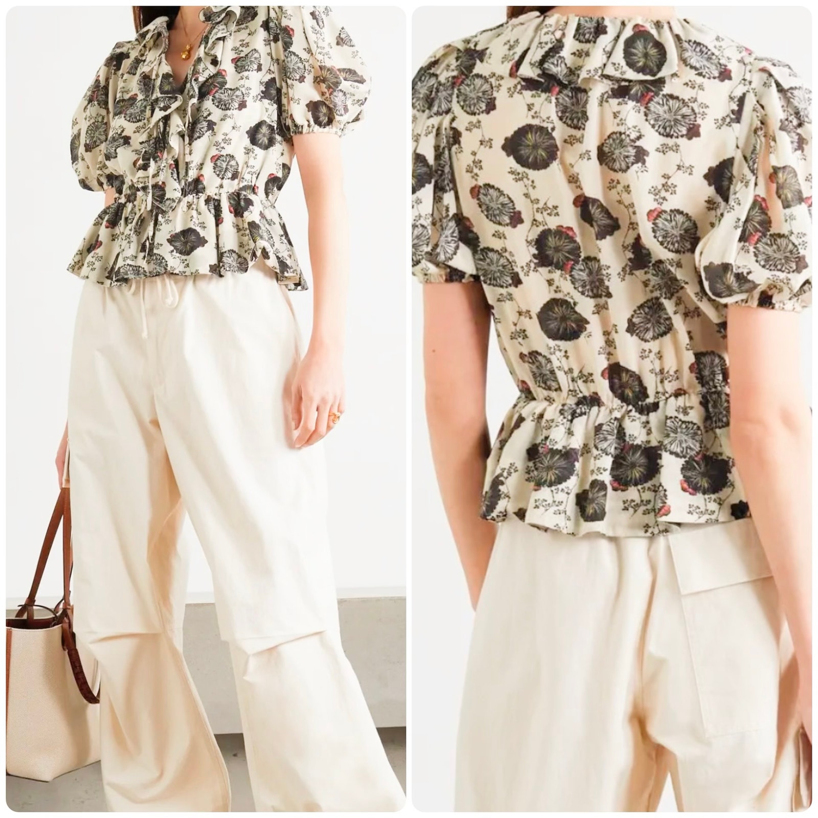 Ulla Johnson Nadya Gardenia-Print Peplum Blouse